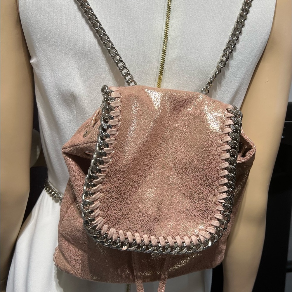 Authentic Stella McCartney Pearlescent Shaggy Deer Mini Rucksack Backpack Pink - Picture 13 of 15